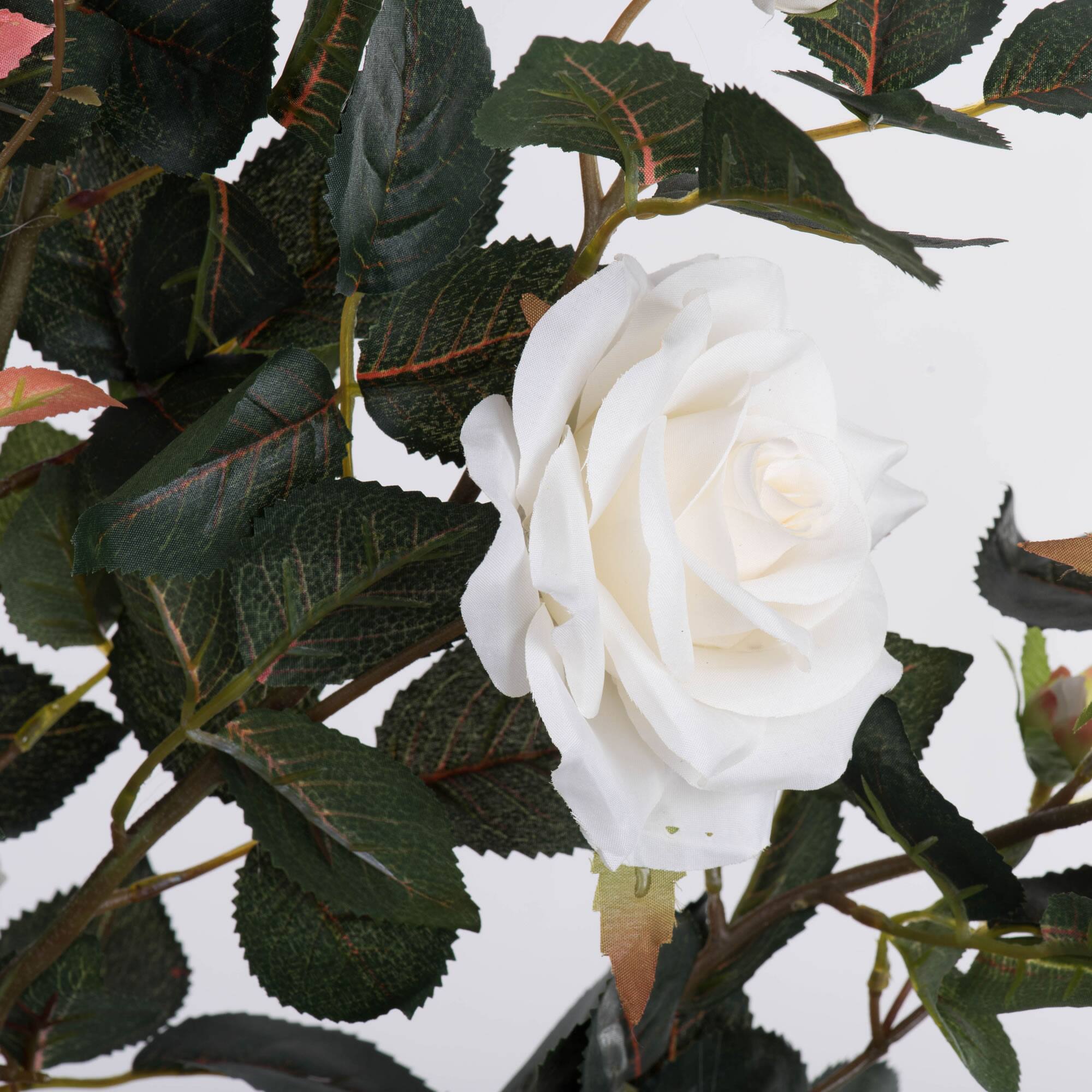 45" Artificial White Rose Plant in Pot